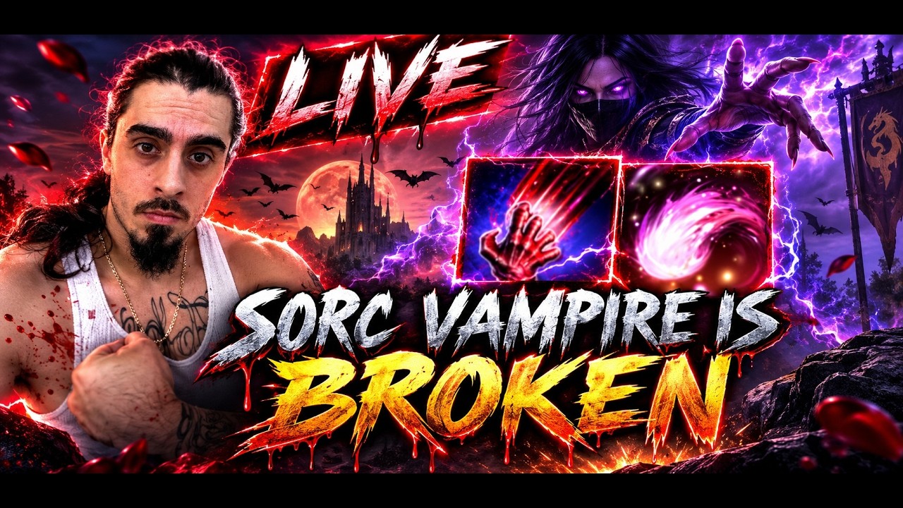 🔴ESO PvP LIVE! Unkillable Vampire Sorc is Destroying Everyone! 🩸⚡