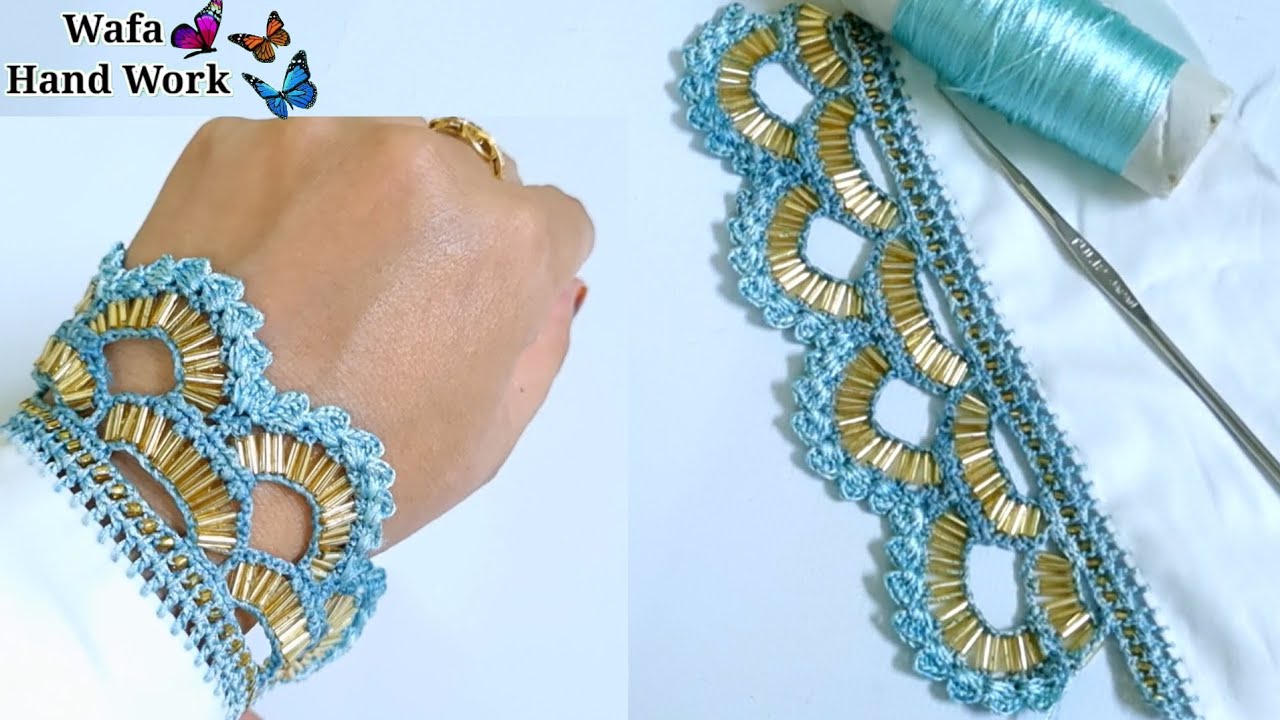 Cute Easy Crochet Project for beginners 💚 New Qureshia Design Dupatta, dress, and saree border Lace