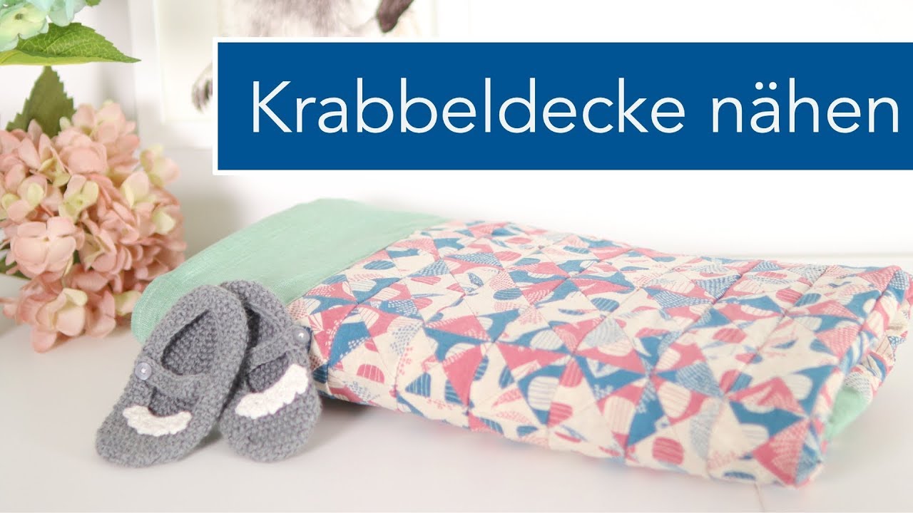 Patchwork Babyquilt / Krabbeldecke nähen mit kleinen Dreiecken