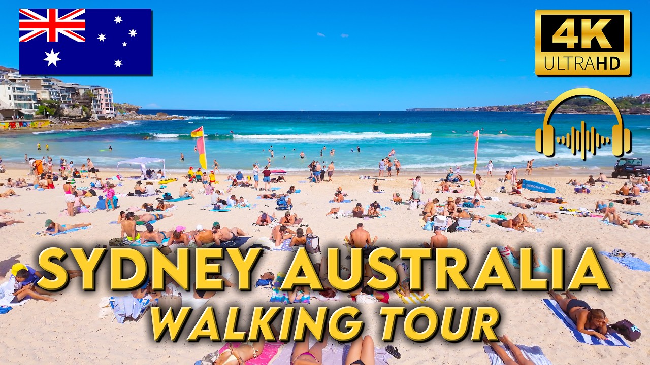 WALKING TOUR SYDNEY AUSTRALIA | Bondi Beach to Tamarama on a Sunny Autumn Day | 4KUHD | Binaural 🎧