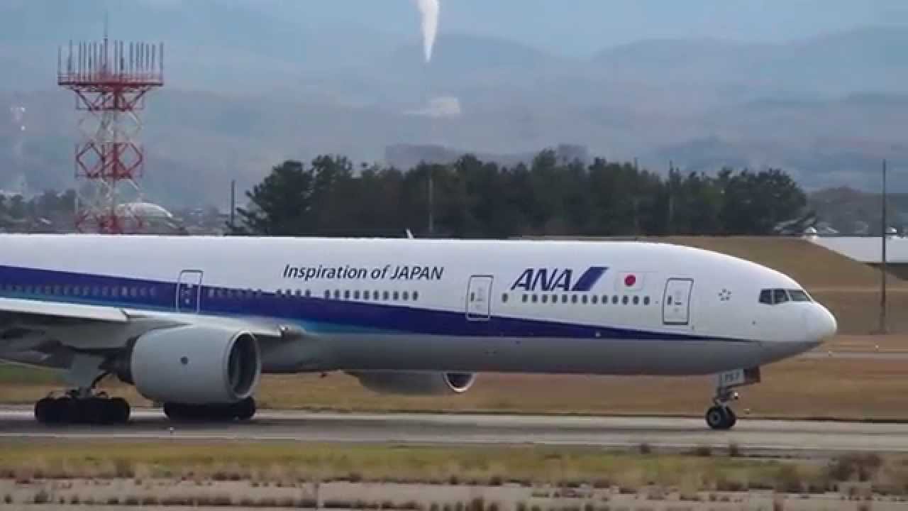 珍しい！なが～い機体 全日空 Boeing 777-381が飛来 JA757A ANA B777-381 Komatsu airport Takeoff