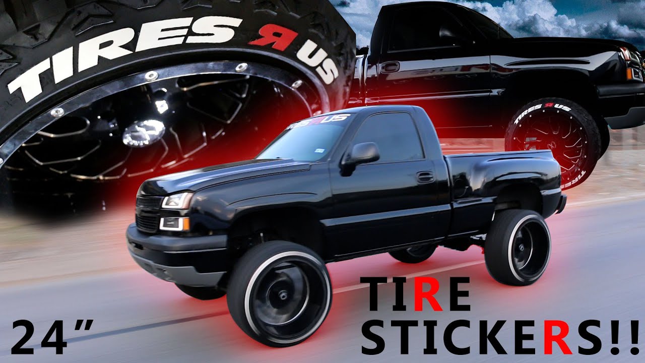 PUTTING TIRE STICKERS ON LIFTED SINGLE CAB (24