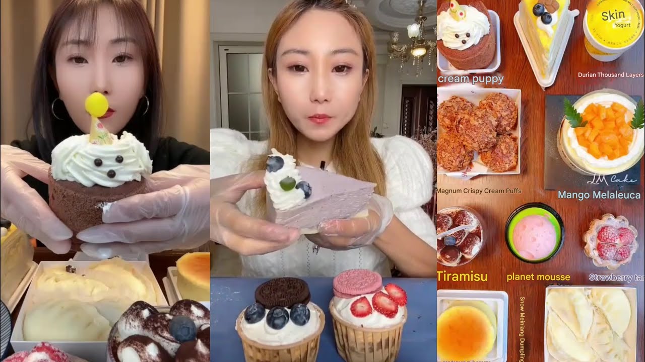 Dessert Mukbang | 🫐 Berry Cake,Tiramisu, Crepe Cake,Mousse Cake,Cream Puff,Cupcakes 