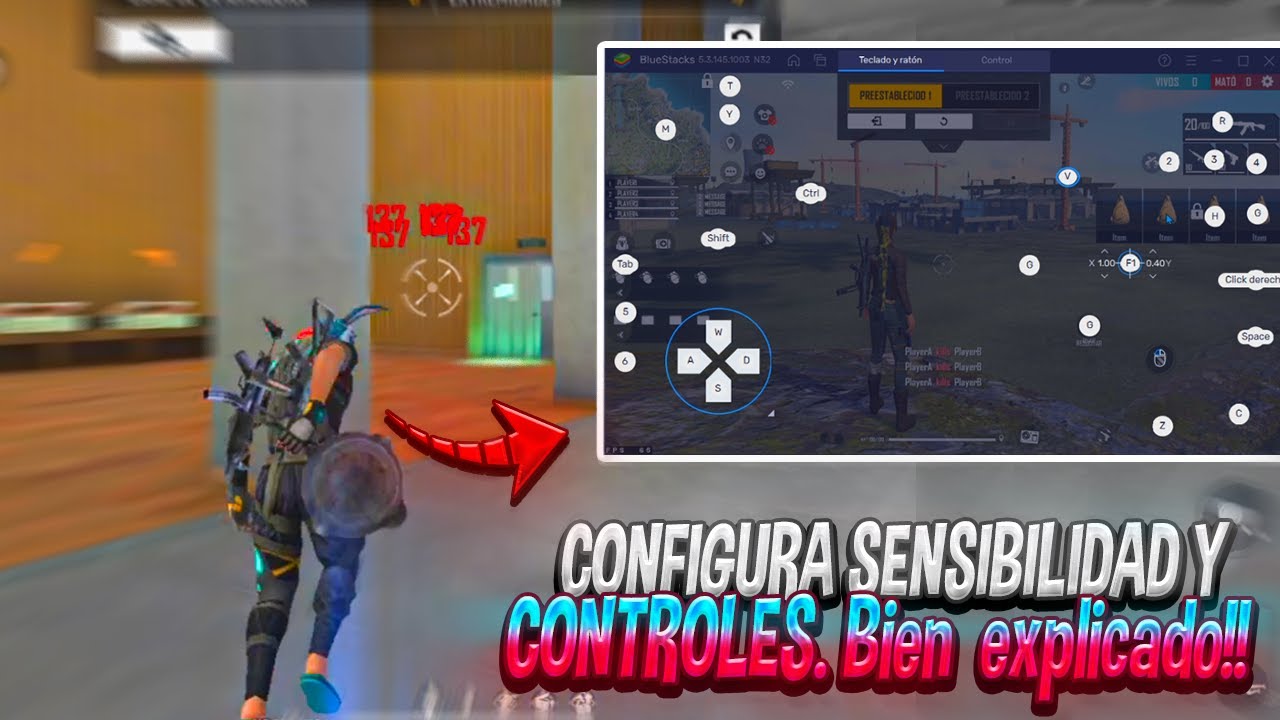 COMO CONFIGURAR BLUESTACKS 5 para FREE FIRE CONFIGURA  SENSIBILIDAD Y CONTROLES  + JUGAR SIN LAG
