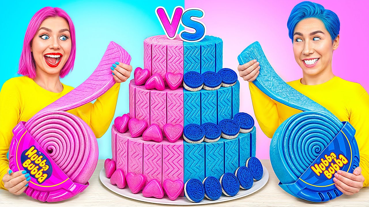 Розовое vs Синее Украшение Торта Челлендж | Смешные Моменты с Candy DO