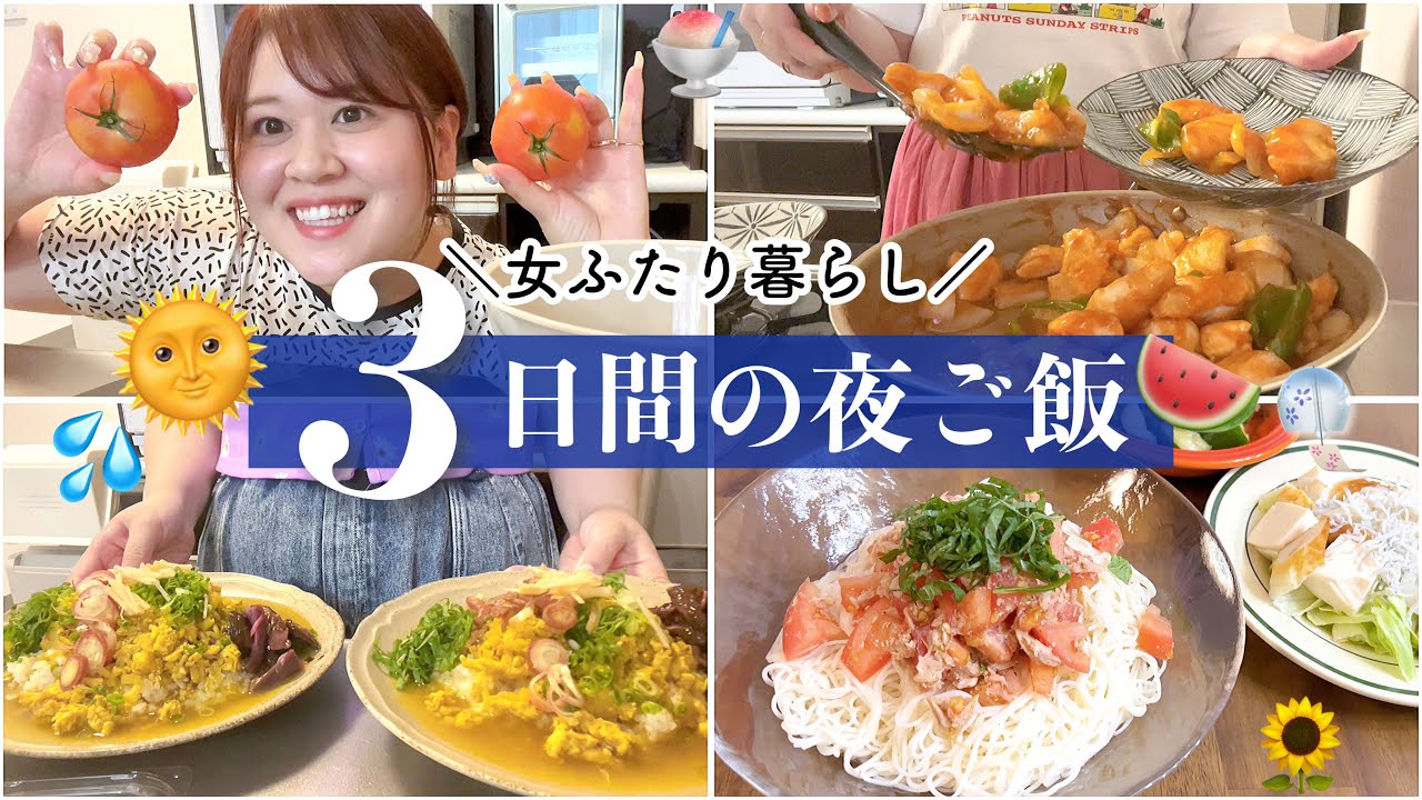 【vlog】夏に食べたいサッパリご飯🎐🩵3日間の夜ご飯密着👨🏻‍🍳🥒【同性カップル】