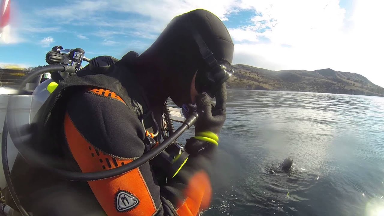 Jumping off the Spectre Dive Boat Scuba Diving