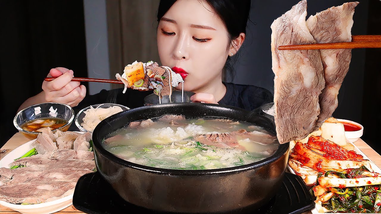 MUKBANG * Суп из говяжьей кости & Отварная говядина * Пища для лечения похмелья Здоровье еда ASMR