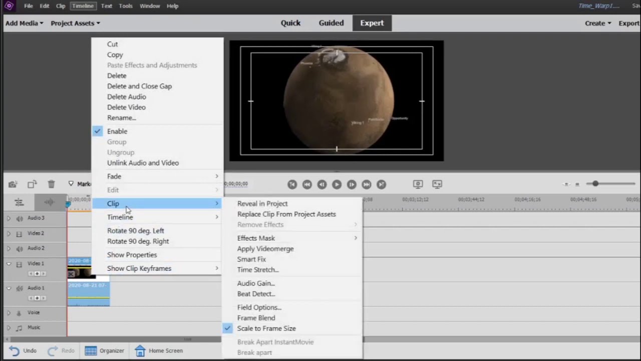 Adobe Premiere Elements 2020 Time Warp Effect