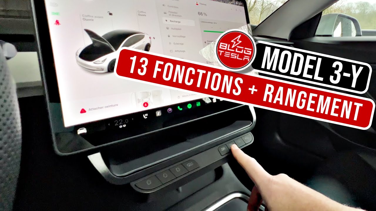 Barre de boutons avec rangement pour Tesla Model 3, Model Y, Model 3 Highland