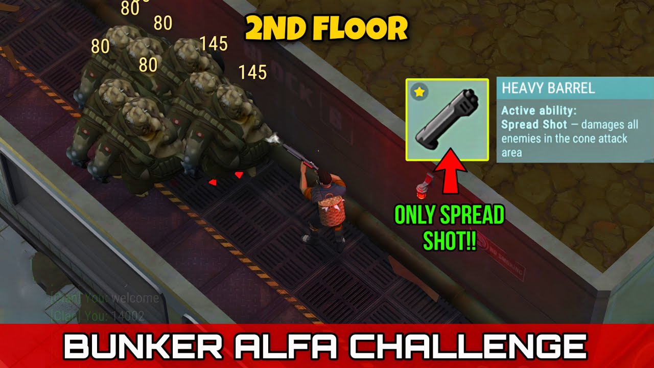 CLEARING BUNKER ALFA 2ND FLOOR USING ONLY [SPREAD SHOT ACTIVE SKILL] | Last Day on Earth: Survival