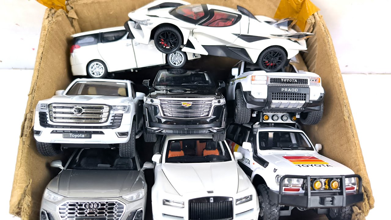 BOX FULL OF Diecast Cars - Toyota, Honda, Bugatti, Tesla, Range Rover, Lamborghini, Ford, Bmw, GMC