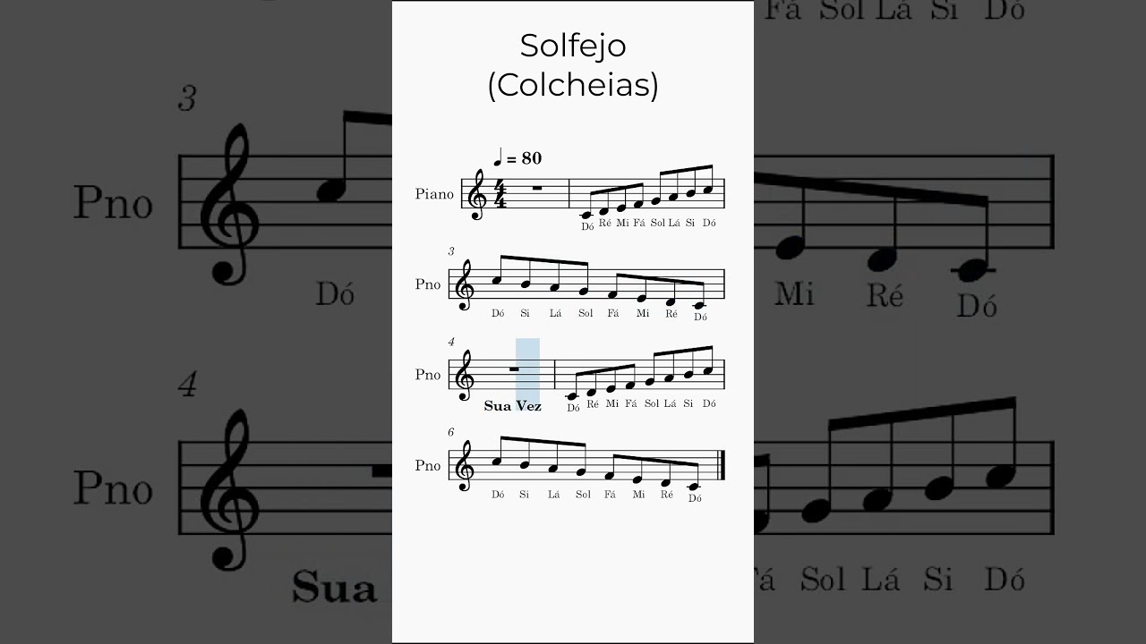 Solfejo de Colcheias Exerc&iacute;cio 5 #partitura #musica #tutorial #exercise #practice