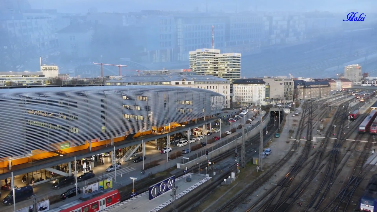 *Spezial* - Einfahrt München Hbf nach Sonnenuntergang vom Dach des Stellwerkes Hackerbrücke !