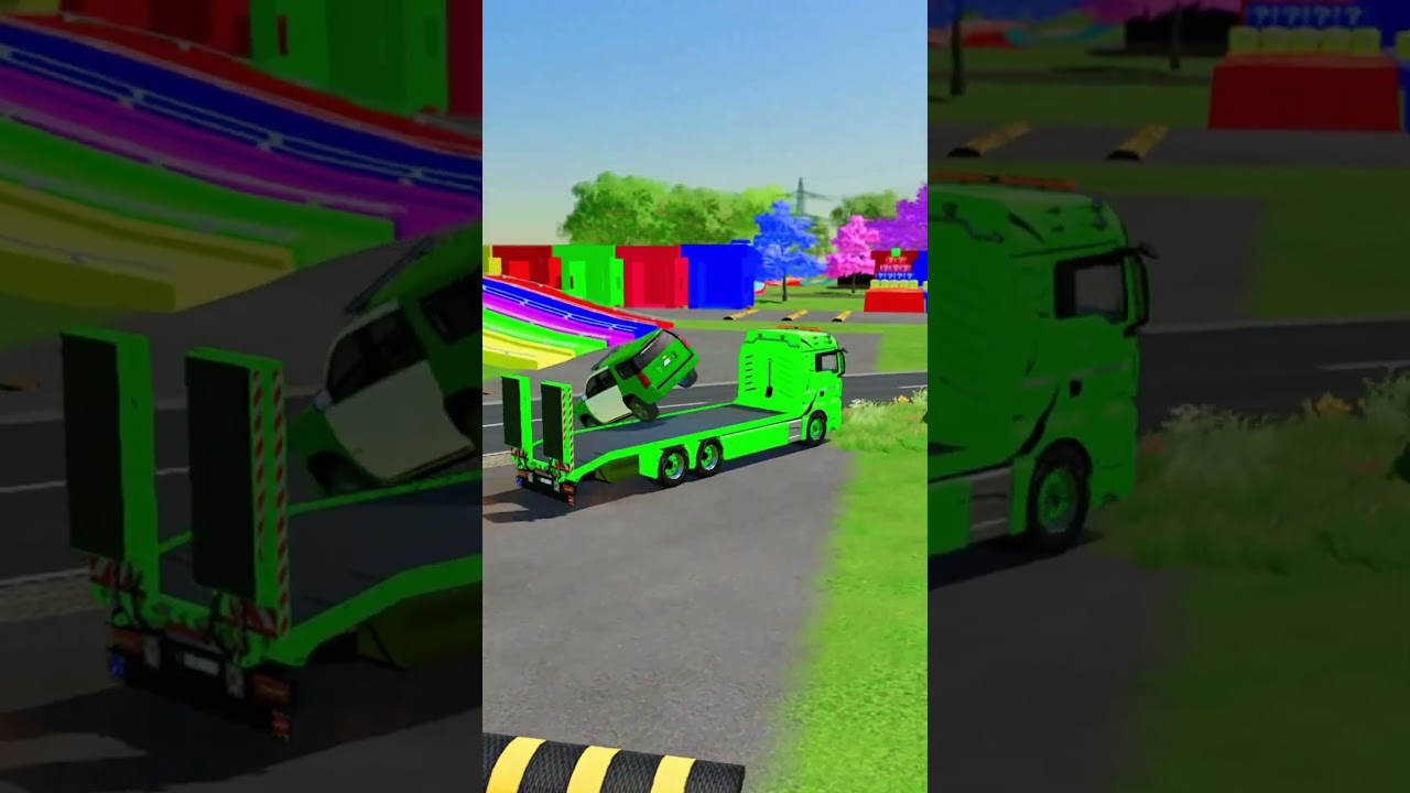 TRANSPORTING CARS, AMBULANCE, POLICE CARS, FIRE TRUCK OF COLORS! WITH TRUCKS! - FS 22