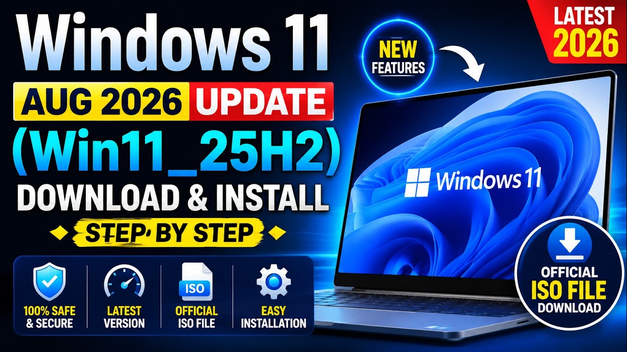 Windows 11 25H2 Latest ISO Download August 2026 | How to Download Windows 11 ISO| Win11 ISO File