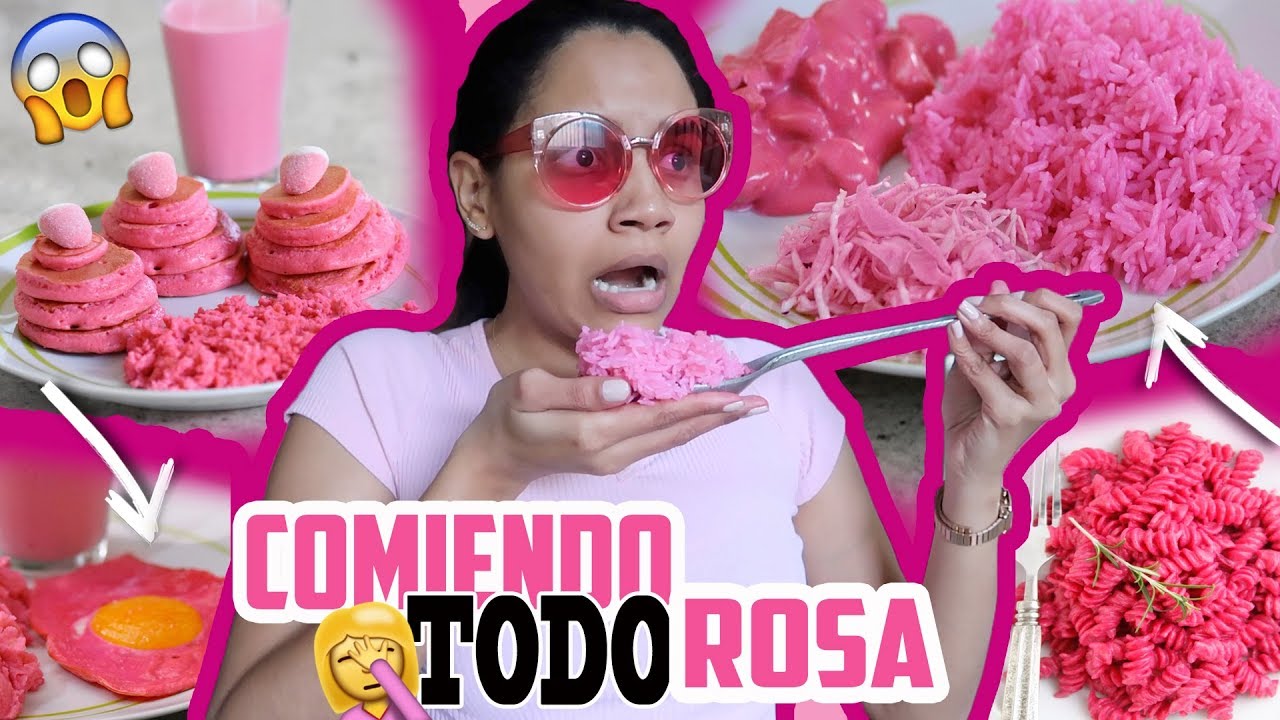 24 HORAS COMIENDO TODO COLOR ROSA | Yarissa 🎄
