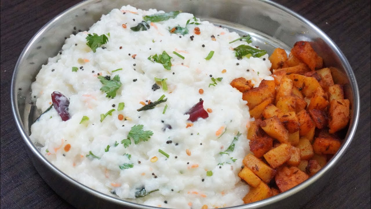 Lunch Recipe | Curd Rice Potato Fry | சுவையான தயிர் சாதம் உருளைக்கிழங்கு வறுவல் | Variety Rice