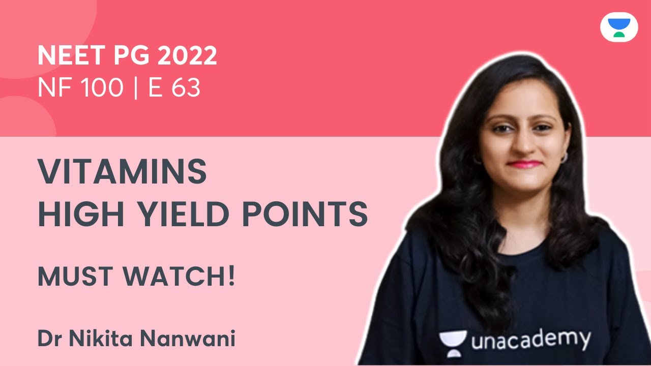 NEET PG | NF100 E63: Vitamins high yield points | Dr Nikita Nanwani