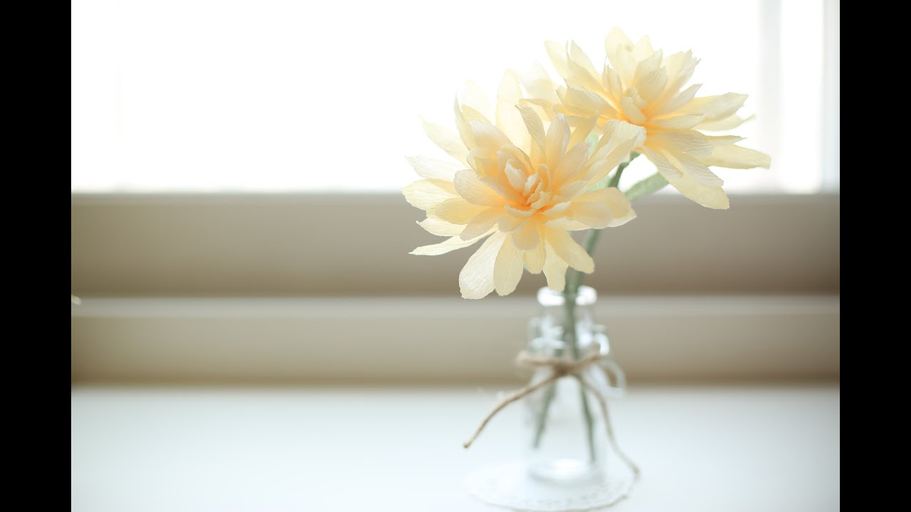 How to make paperflowers(crepe paper) #4. making Dahlia