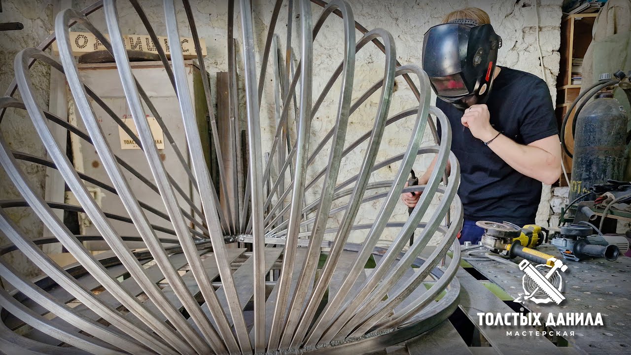 Кресло кокон №2 из профильной трубы своими руками.  Размеры. DIY.