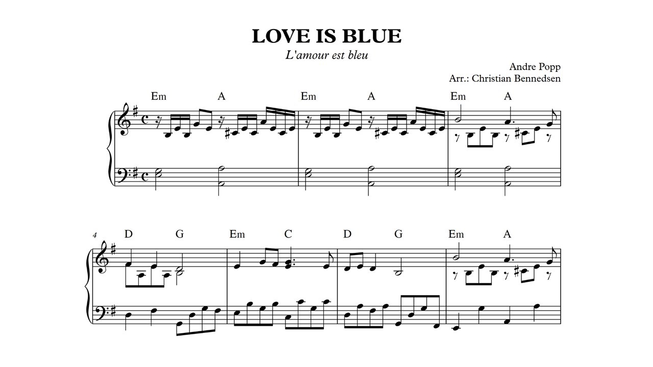 Love Is Blue - Piano
