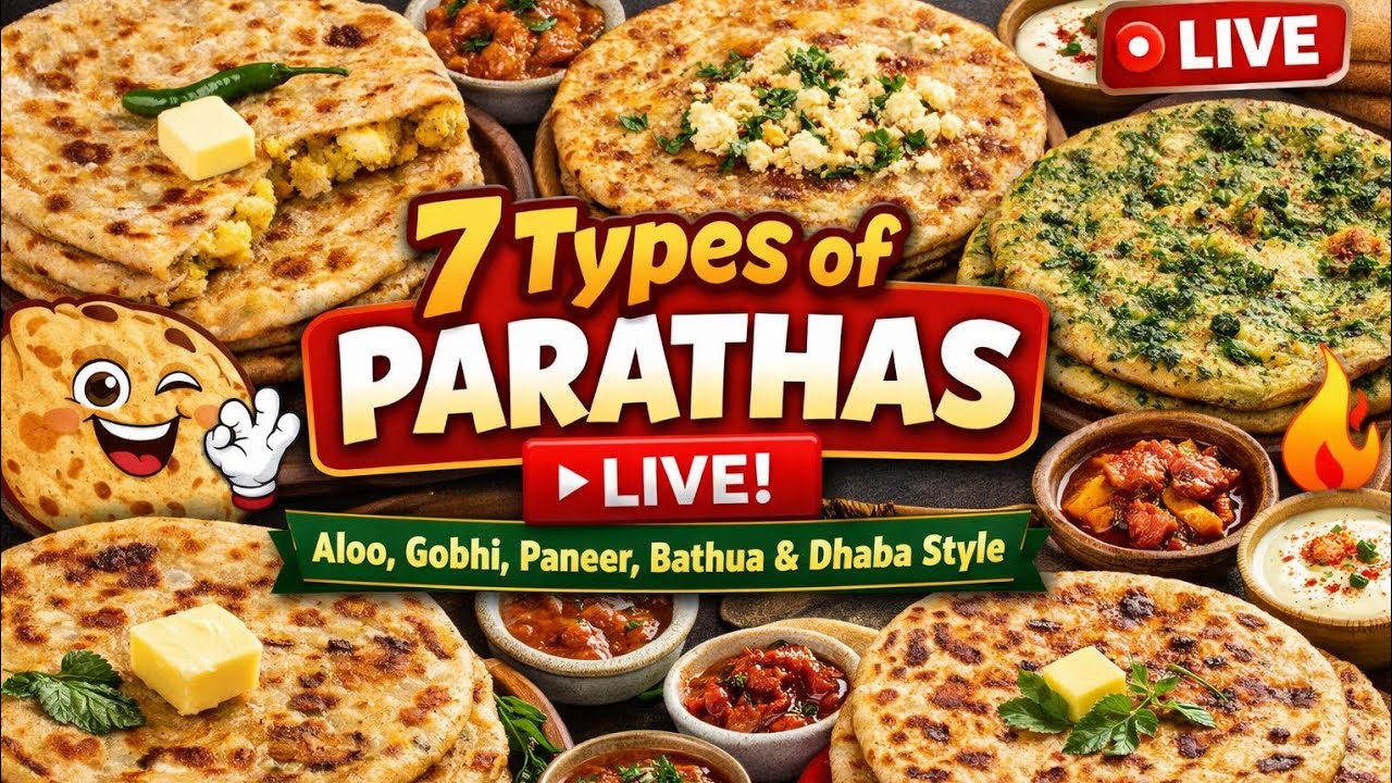 7 Din 7 Parathe 😋 | Aloo, Gobhi, Paneer & More | Live Breakfast Special for Paratha Lovers ❤️