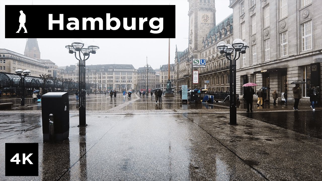 Hamburg Rain walk from Hamburg City Hall to Hamburg Central Station | Outside Walker | 4k