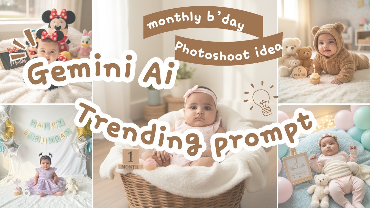 GEMINI AI TRENDING PROMPT|TUTORIAL GEMINI EVERY MONTH BIRTHDAY PHOTOSHOOT.