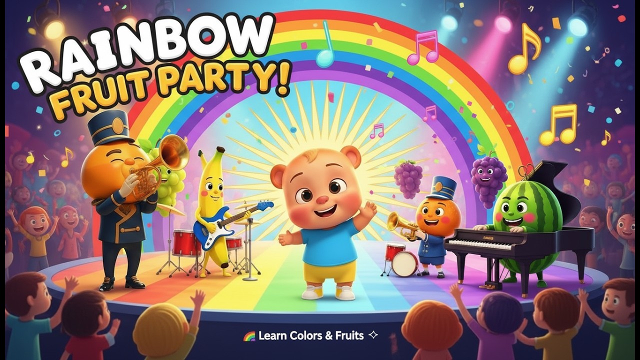Группа Rainbow Fruits Band 🌈 Детская диско-песня с Чику 🐻 | Изучаем цвета и фрукты
