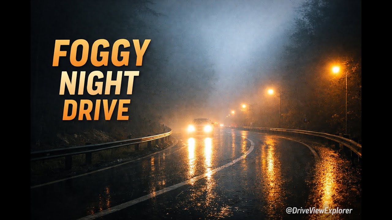 Poiana Brașov → Brașov | Night Drive in Fog & Rain • 4K