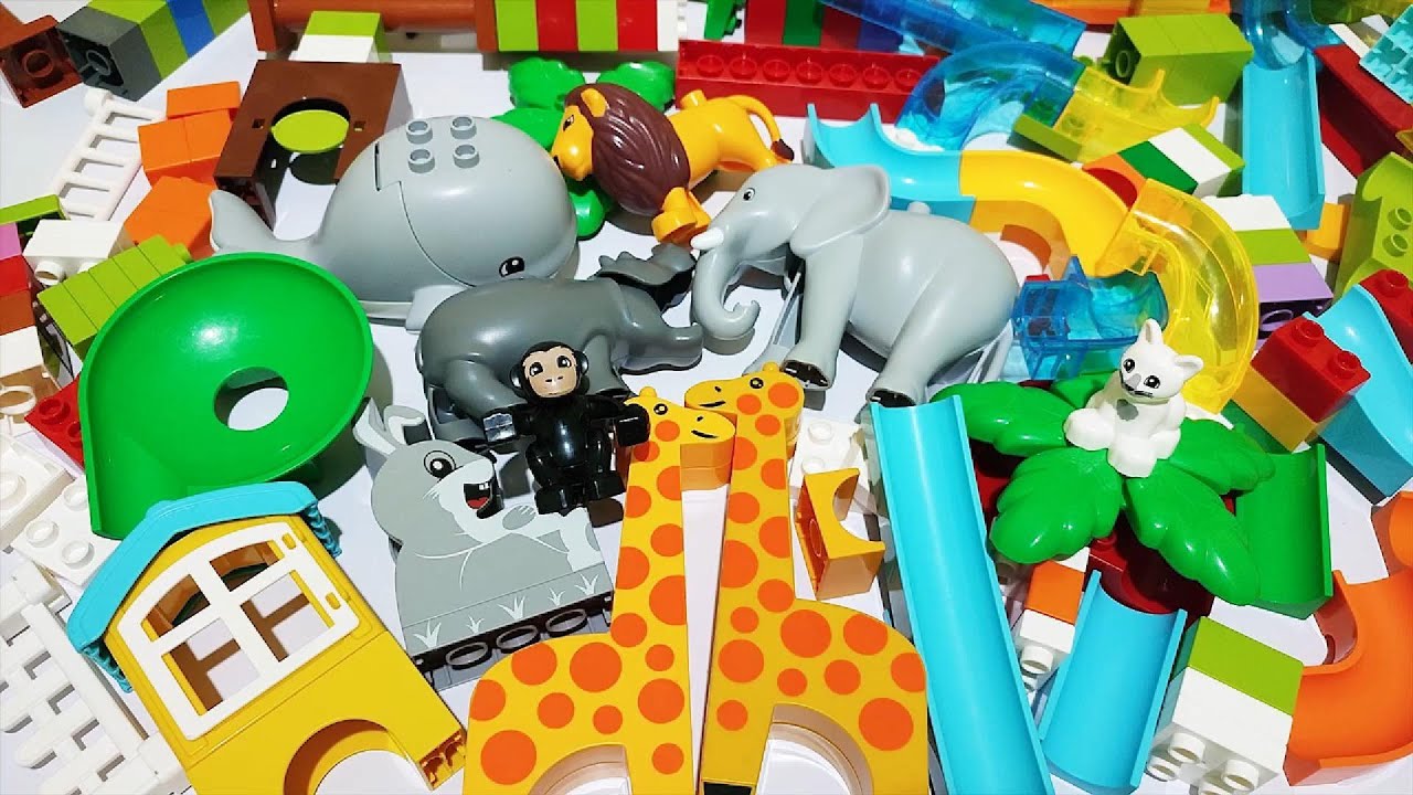 Satisfying Building Blocks Marble Run ASMR #420 Hippopotamus, Giraffe & other animals Funnel live 25