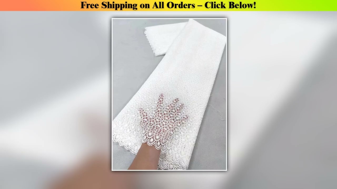 African Nigerian Cotton Wedding Tulle Lace Fabric, Party Dress Sequins for Sewing, Water Soluble,