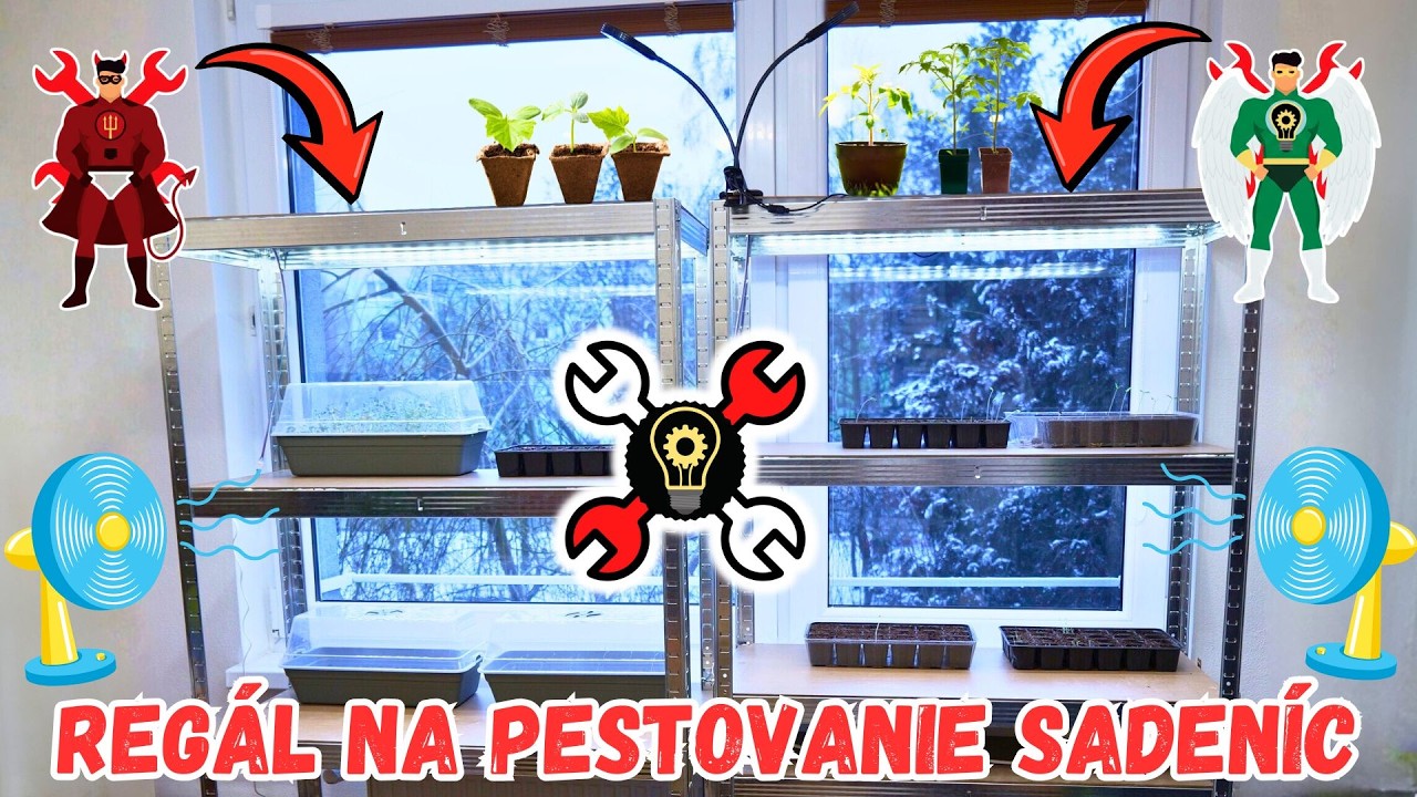 Skladací regál na pestovanie sadeníc.
