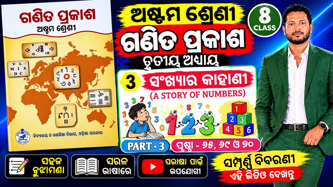 Class 8 Maths Chapter 3 | Story of Numbers | Part 3 | New Book Odia Medium Math | Page 65, 69 & 70