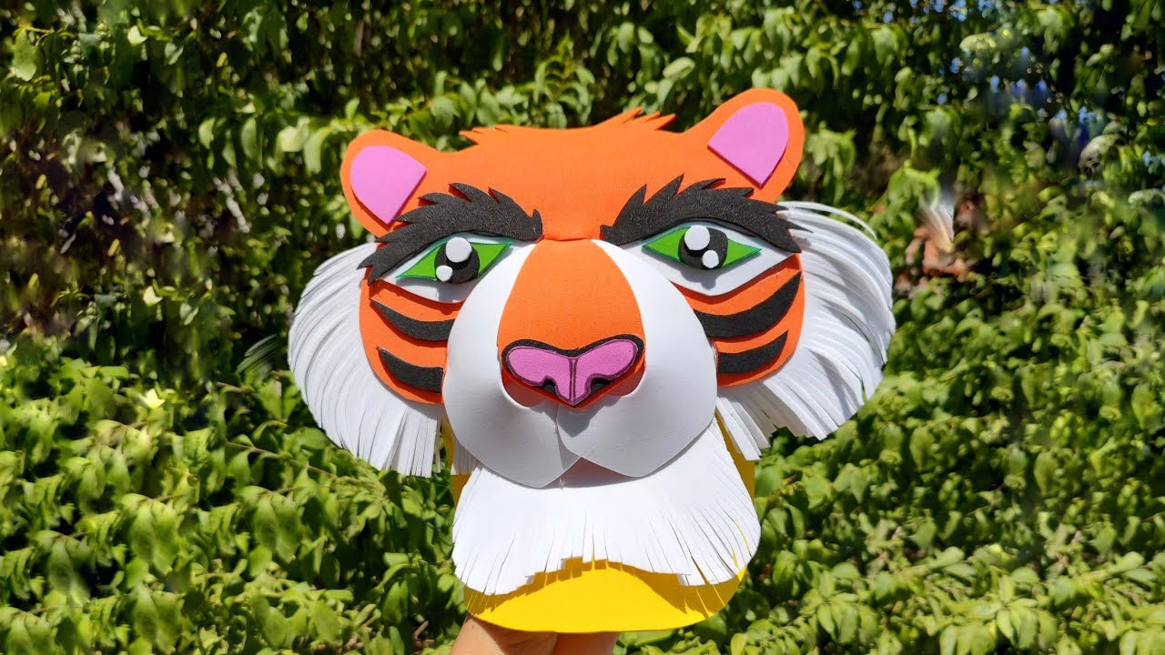 vicera tigre| gorra de tigre 🐯| paso a paso| para disfraz de tigre| tigre de foamy|
