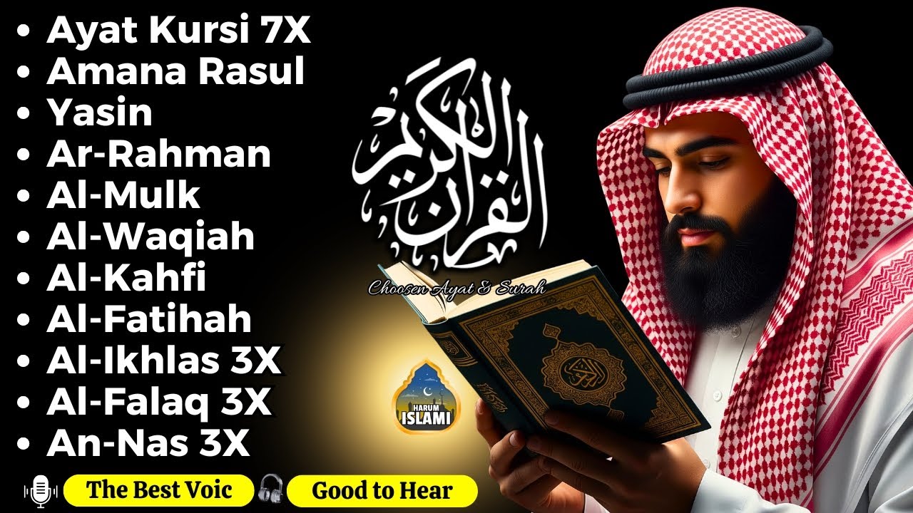 Ayat Kursi 7x,Surah Al Mulk,Ar Rahman,Al Waqiah,Yasin,Al Kahfi,Ikhlas,Falaq,An Nas By Alaa yaser