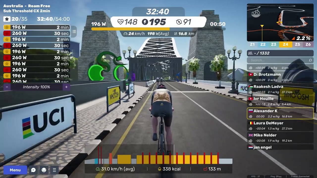MyWhoosh   Parramatta Sub Threshold CX 2min