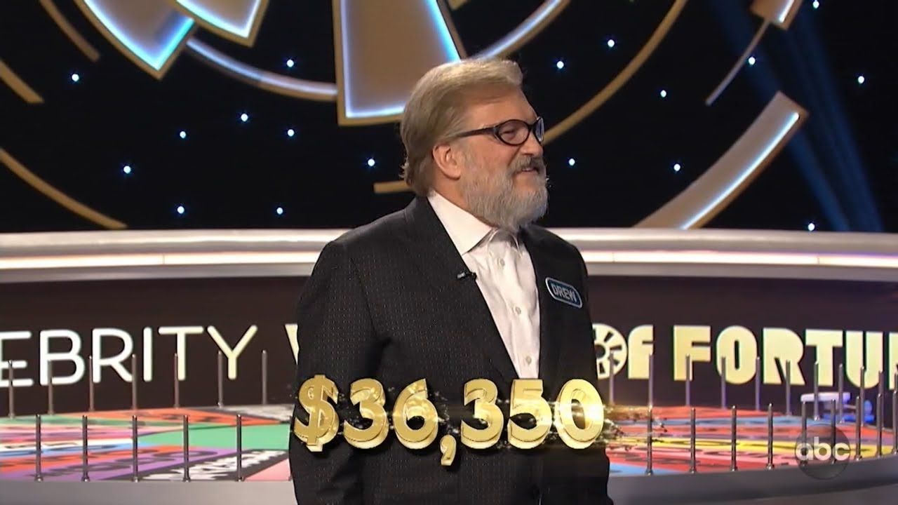 Celebrity wheel of fortune bonus round (Drew Carey)