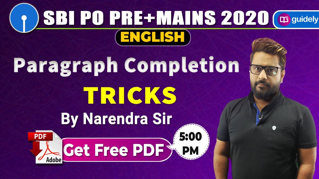 SBI PO 2020 | SBI PO English Preparation | Paragraph Completion Tricks | English by Narendra Sir