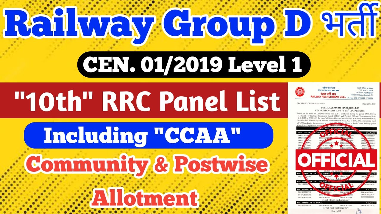 rrc group d panel list | 10th rrc NFR, SR, SCR panel list | rrc group d ccaa panel list