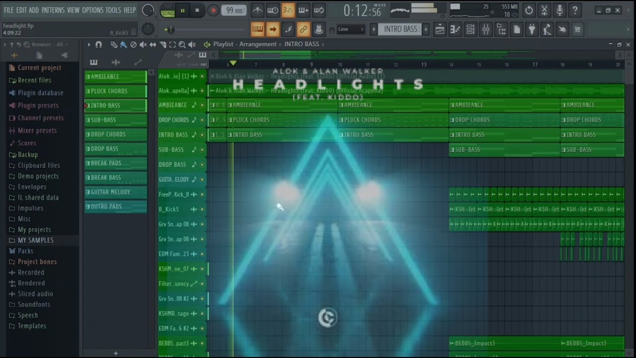 Alok & Alan Walker ft kiddo - Headlights in (Fl studio + Flp)