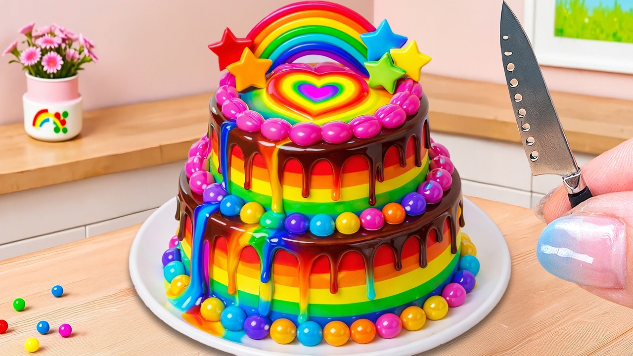 Satisfying Melting Rainbow Chocolate Cake 🌈 New Style Miniature Cake Decorating ✨ The Cake Corner