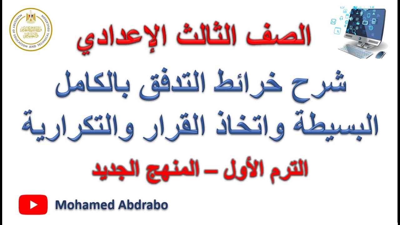 شرح خرائط التدفق بالكامل ومفتاح حل أي خريطة للصف الثالث الإعدادي الترم الأول