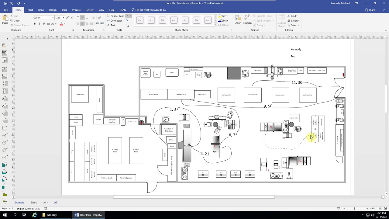 Visio measure path distance