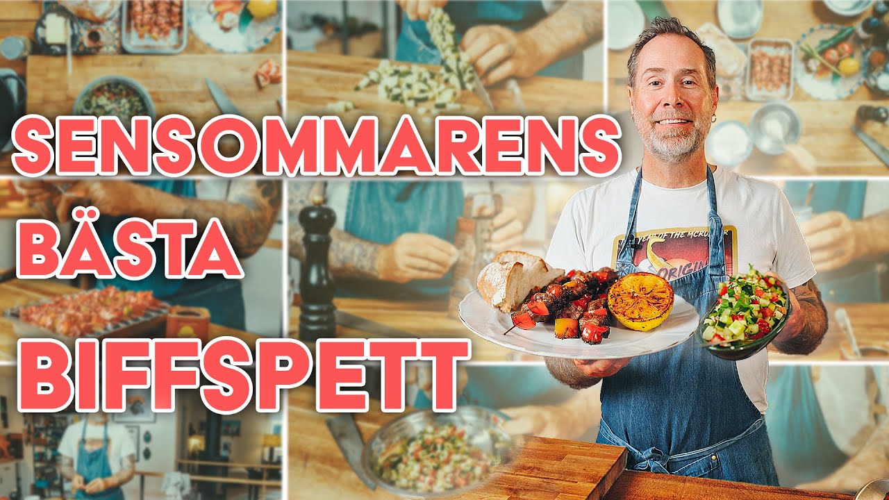 Spanska biffspett - Entrecôte med rökt paprika & krämig vitlökssallad
