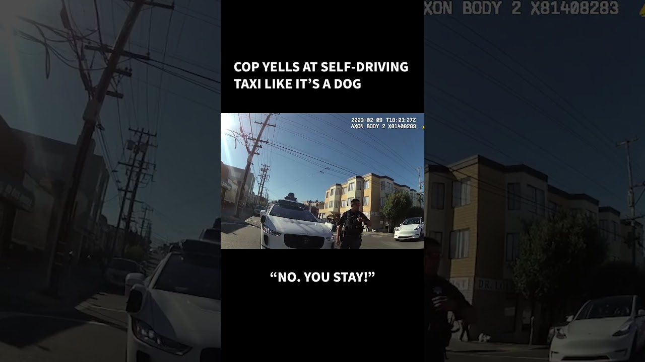 Cop Yells at a Self-Driving Taxi Like It's a Dog