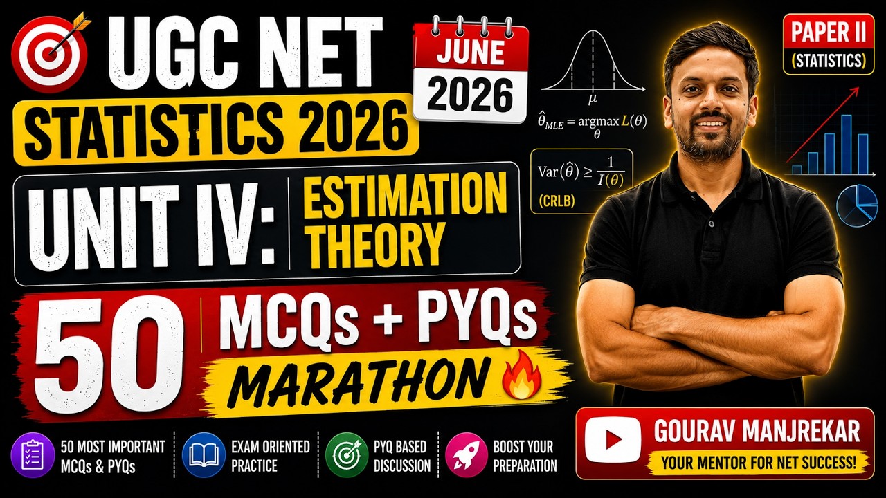 UGC NET Statistics 2026 | Unit 4 Estimation Theory | 50 MCQs + PYQs Marathon 🔥