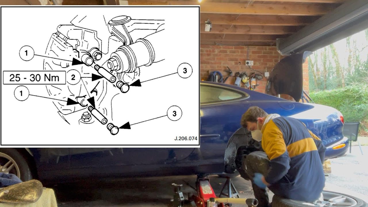 JAGAUAR  XK8 Rear Brake Pad change and cleanup