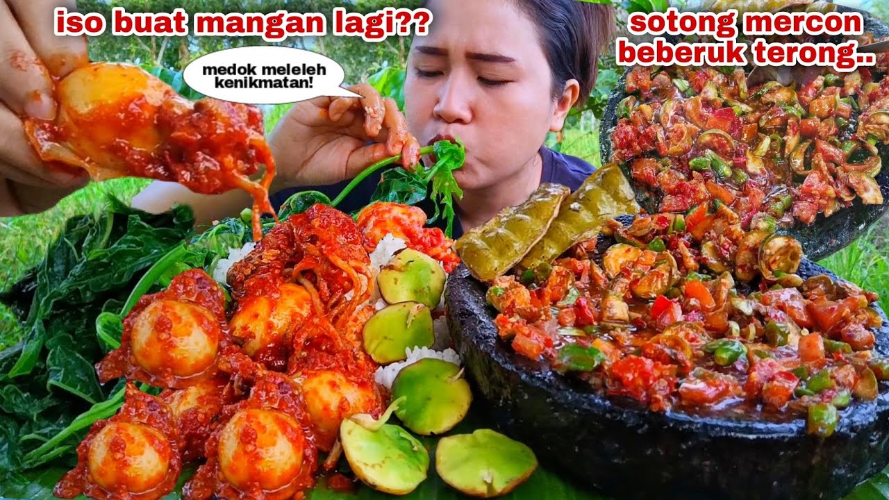 BISA KETAGIHAN⁉️ BALADO SOTONG BEBERUK TERONG LALAPAN JENGKOL TUA MENTAH PETE REBUSAN DAUN PEPAYA